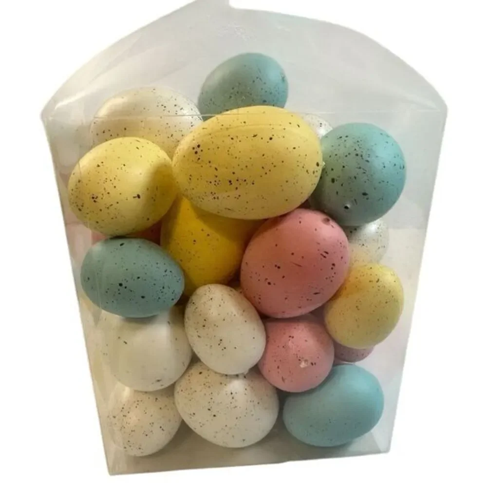 EUC - Speckled Easter Egg Decoration Set - Yellow, Blue, Pink, White